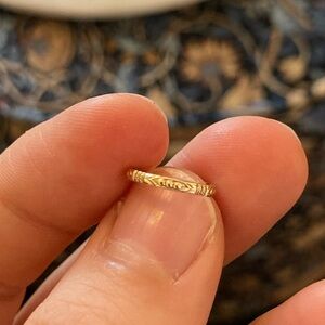 Antique 10K Gold Ostby Barton Ornate Engraved Band Ring, Tiny Size